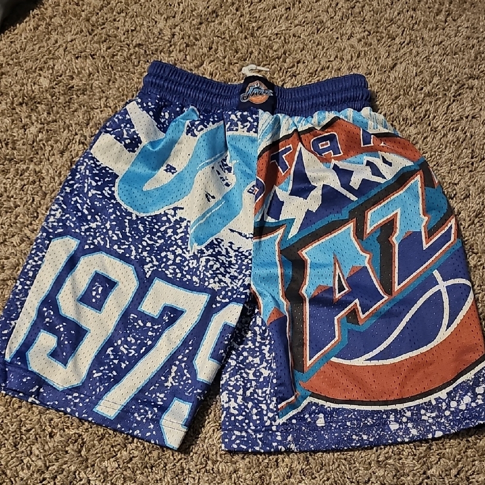 Mitchell & Ness Blue and White Graphic Shorts